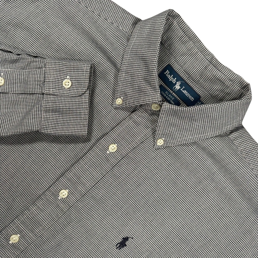Vintage Y2K Ralph Lauren Blake Shirt Mens L Black Check Long Sleeve Relaxed Fit